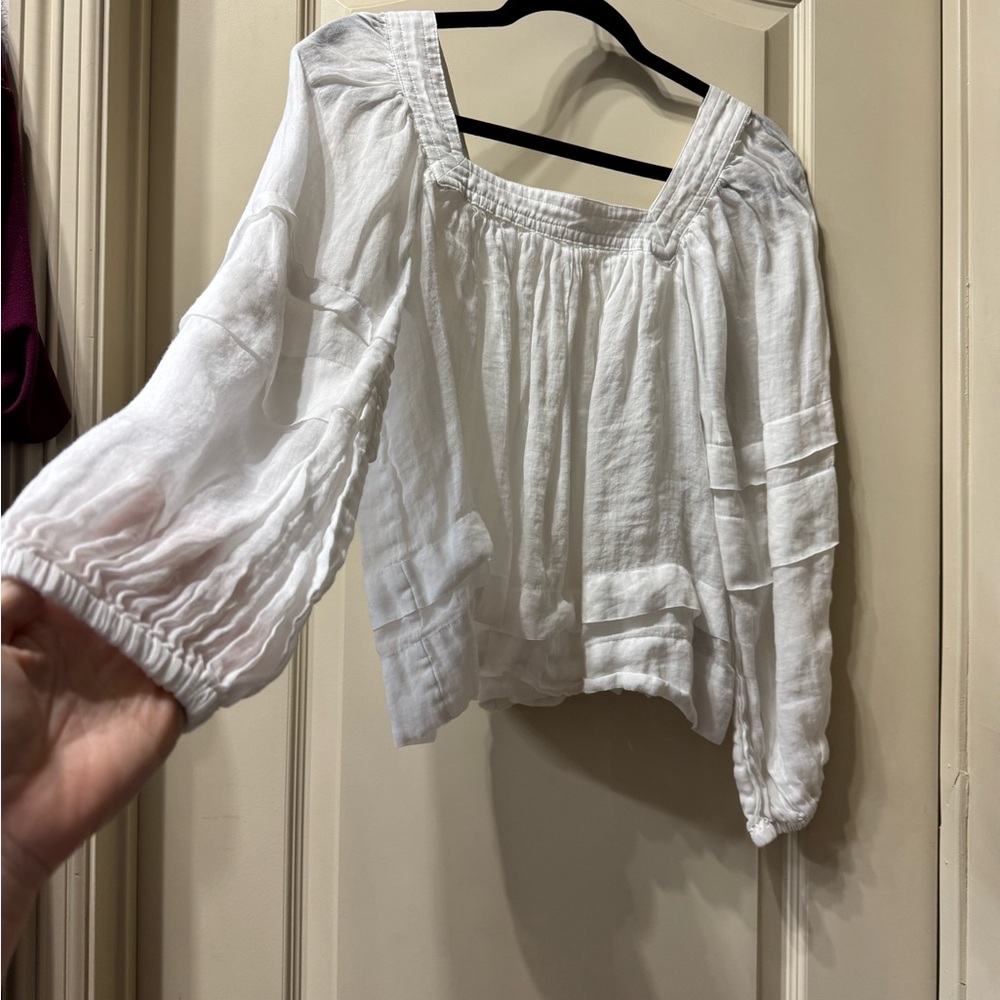 Banana Republic Off White Blouse with Square Neckline